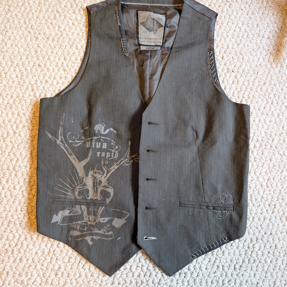 Urban Behavior Gray Herringbone Vest